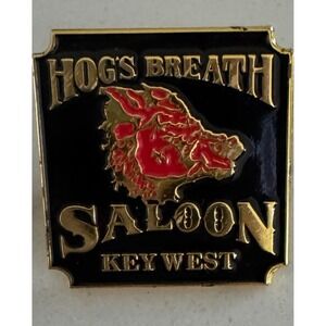 Hogs Breath Saloon Key West Pin Vintage Style Hog Logo Black Gold Enamel
